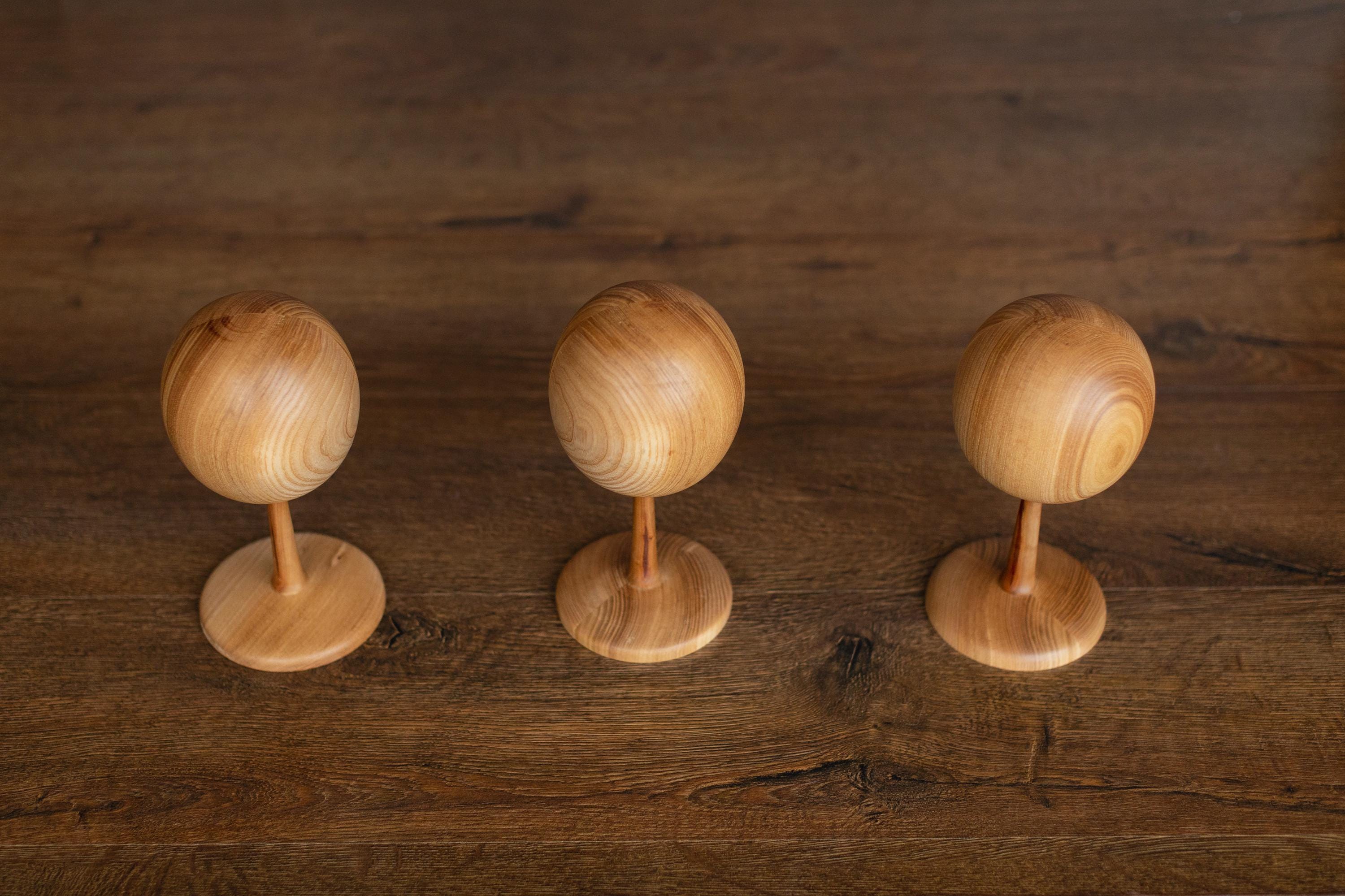 Solid Ash Wood Baby Mannequin Head Display Stand – Newborn Size | Natural Wooden Head for Hats, Bonnets & Headbands