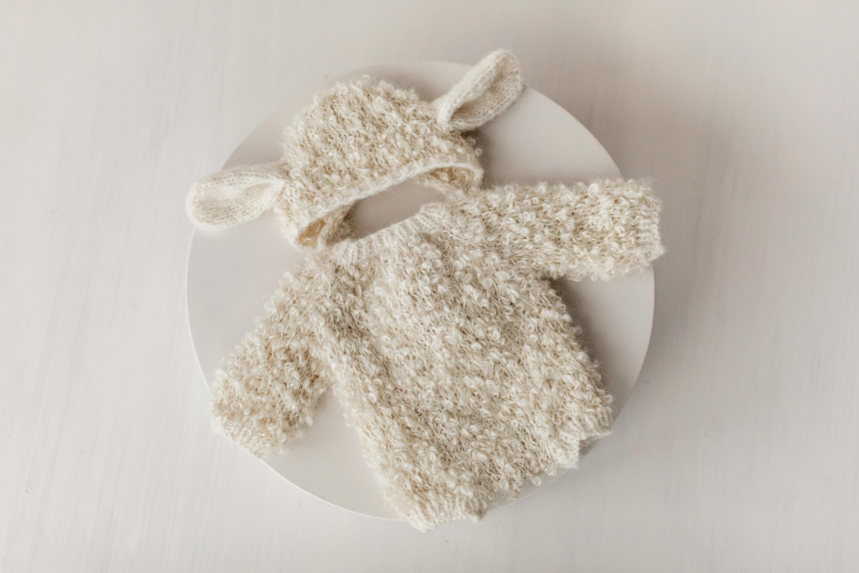 Baby Lamb Costume Newborn Sheep Outfit with Toy – Newborn Photography Prop Set