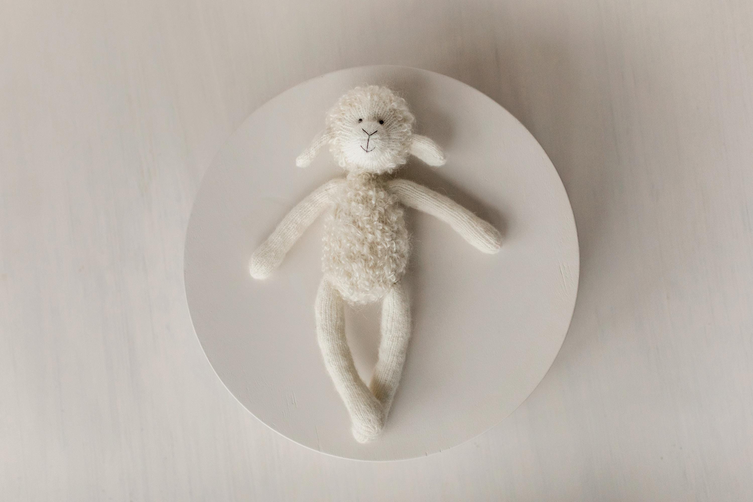 Sheep Baby Toy for Newborn Photography, Baby Shower & First Birthday Gift – Handmade Lamb Toy