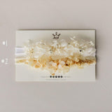 Newborn Girl Floral Headband with Real Dried Flowers – Handmade Baby Flower Crown for Newborn Photography, Boho Baby Headband, Photo Prop