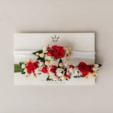 Christmas Newborn Girl Floral Headband, Dried Flower Baby Headband, Christmas Baby Girl Outfit, Holiday Newborn Photo Prop
