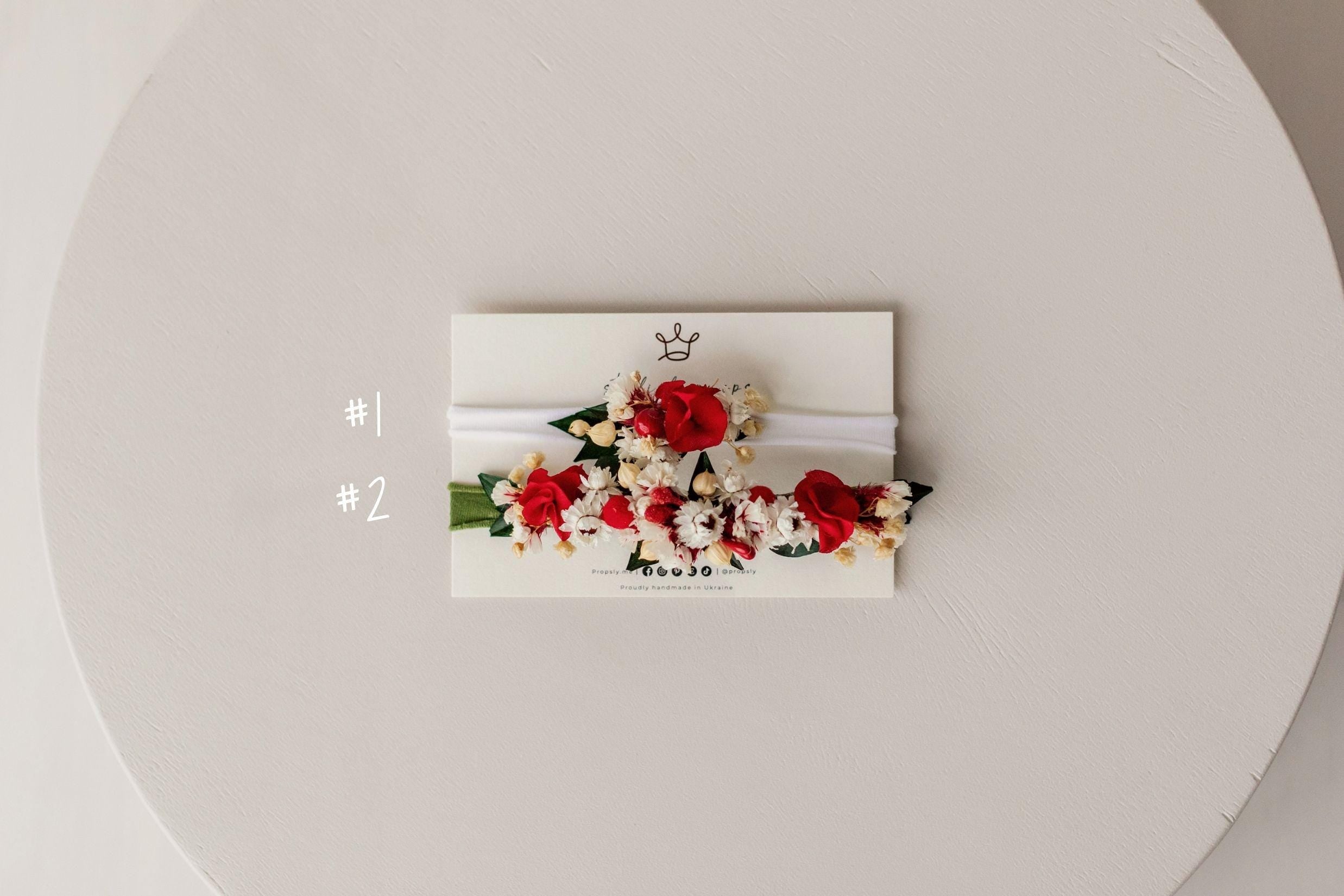 Christmas Newborn Girl Floral Headband, Dried Flower Baby Headband, Christmas Baby Girl Outfit, Holiday Newborn Photo Prop