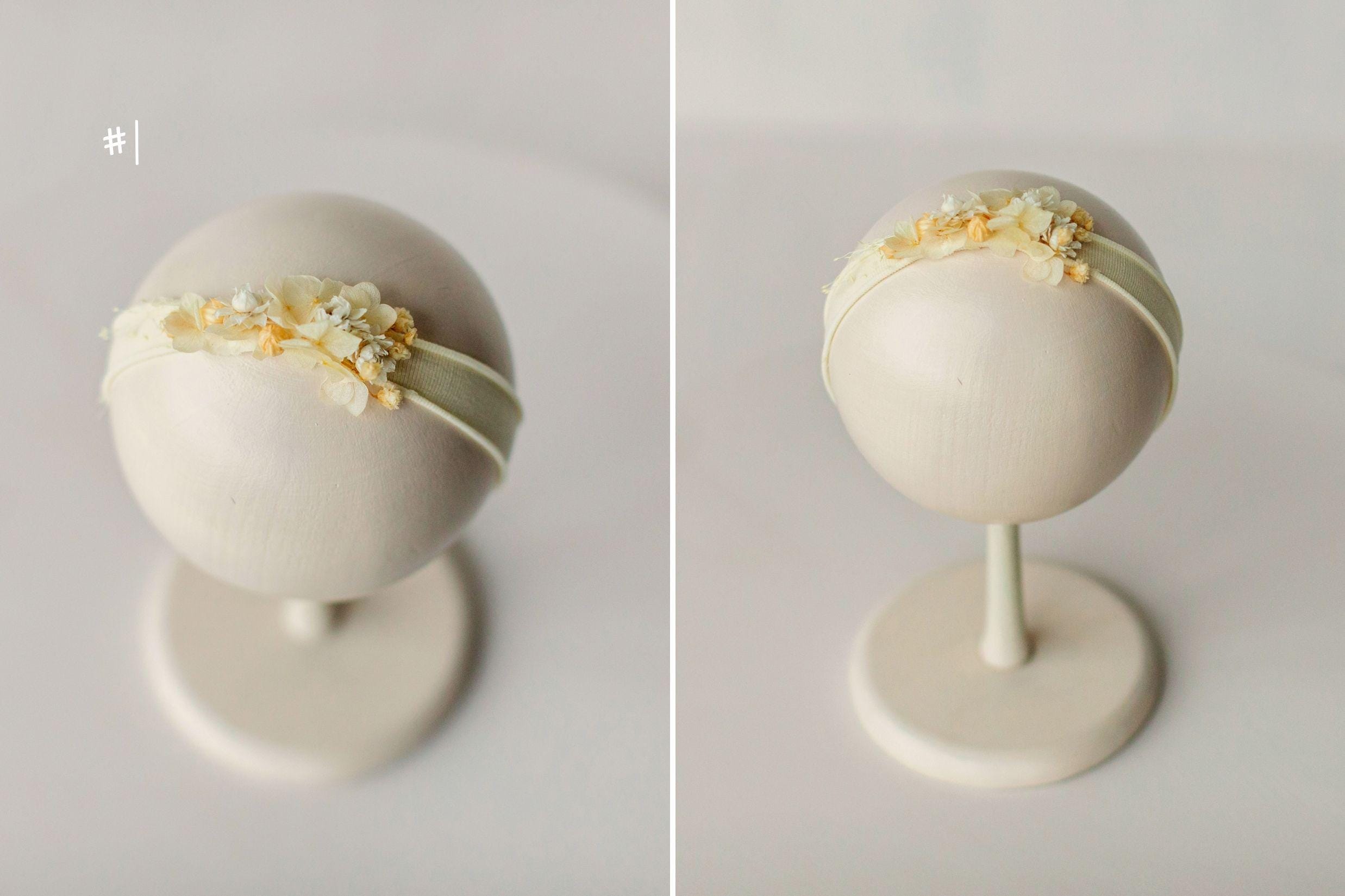 Handmade Floral Headband for Newborn Girl – Dried Flower Baby Accessory, Soft Boho Headband for Photos & Baby Shower