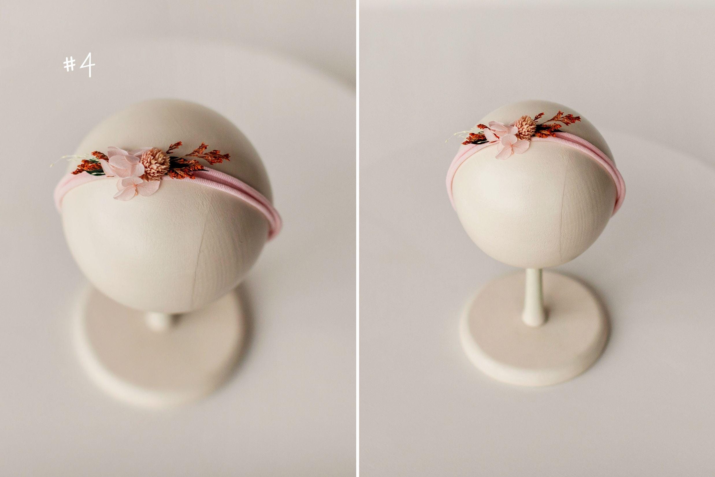 Handmade Floral Headband for Newborn Girl – Dried Flower Baby Accessory, Soft Boho Headband for Photos & Baby Shower