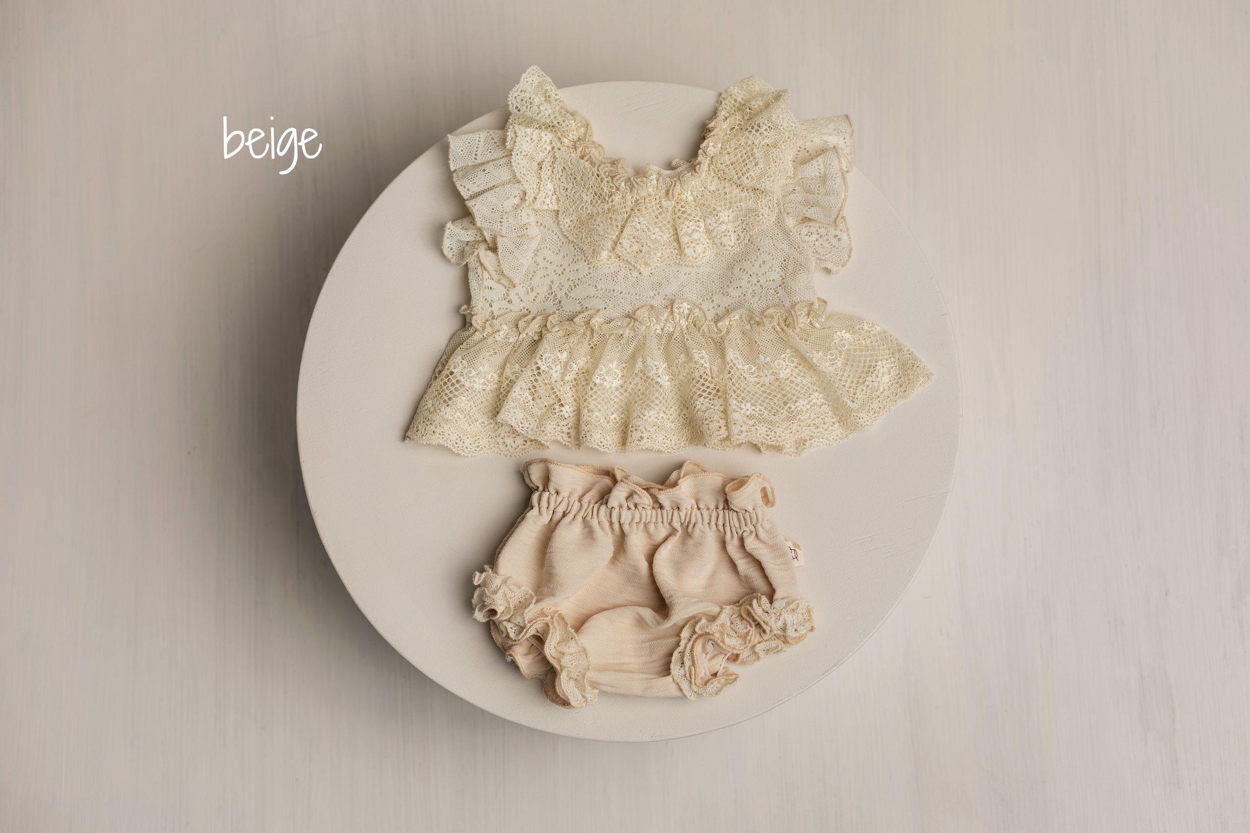 Newborn Girl Outfit with Lace Tunic & Bloomers – Mix and Match Baby Girl Photography Outfit, Boho Newborn Photo Prop, Handmade Baby Set