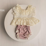 Newborn Girl Outfit with Lace Tunic & Bloomers – Mix and Match Baby Girl Photography Outfit, Boho Newborn Photo Prop, Handmade Baby Set