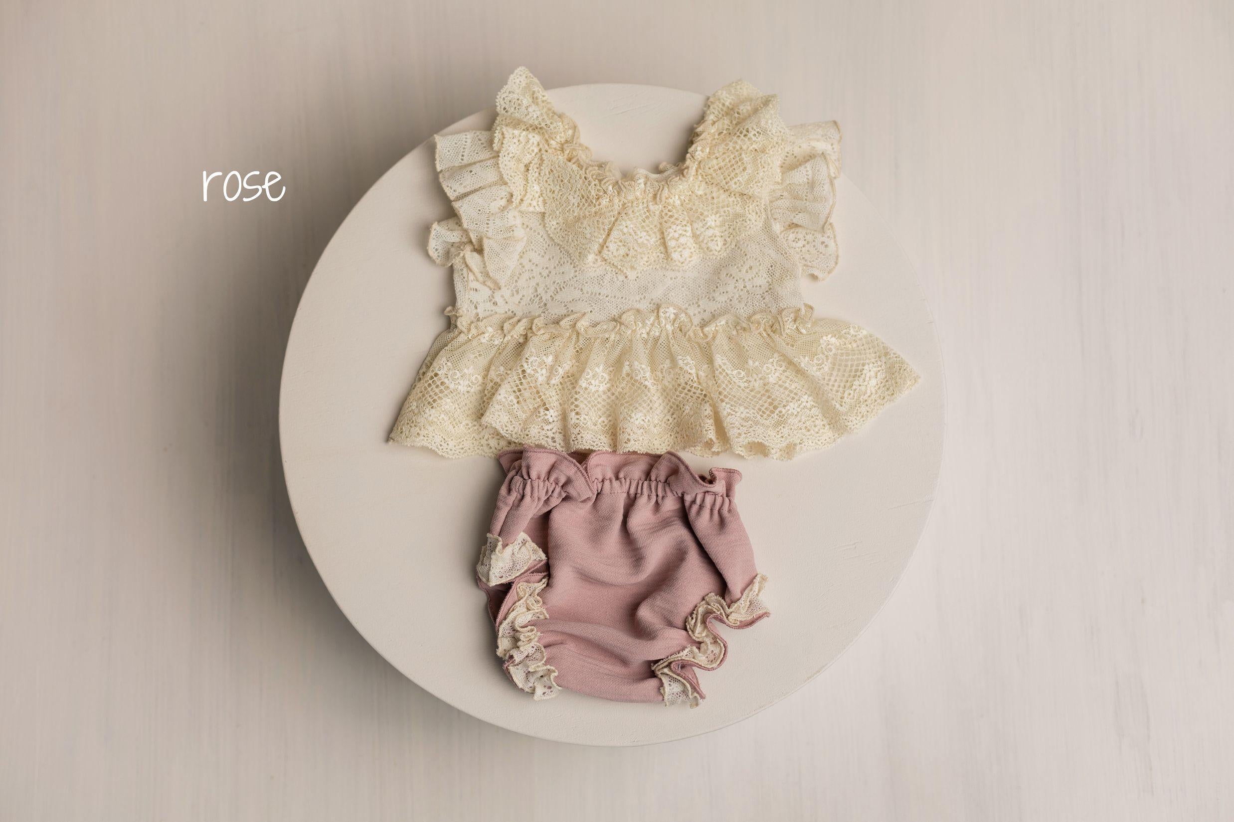 Newborn Girl Outfit with Lace Tunic & Bloomers – Mix and Match Baby Girl Photography Outfit, Boho Newborn Photo Prop, Handmade Baby Set