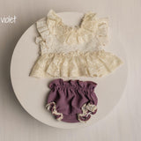 Newborn Girl Outfit with Lace Tunic & Bloomers – Mix and Match Baby Girl Photography Outfit, Boho Newborn Photo Prop, Handmade Baby Set