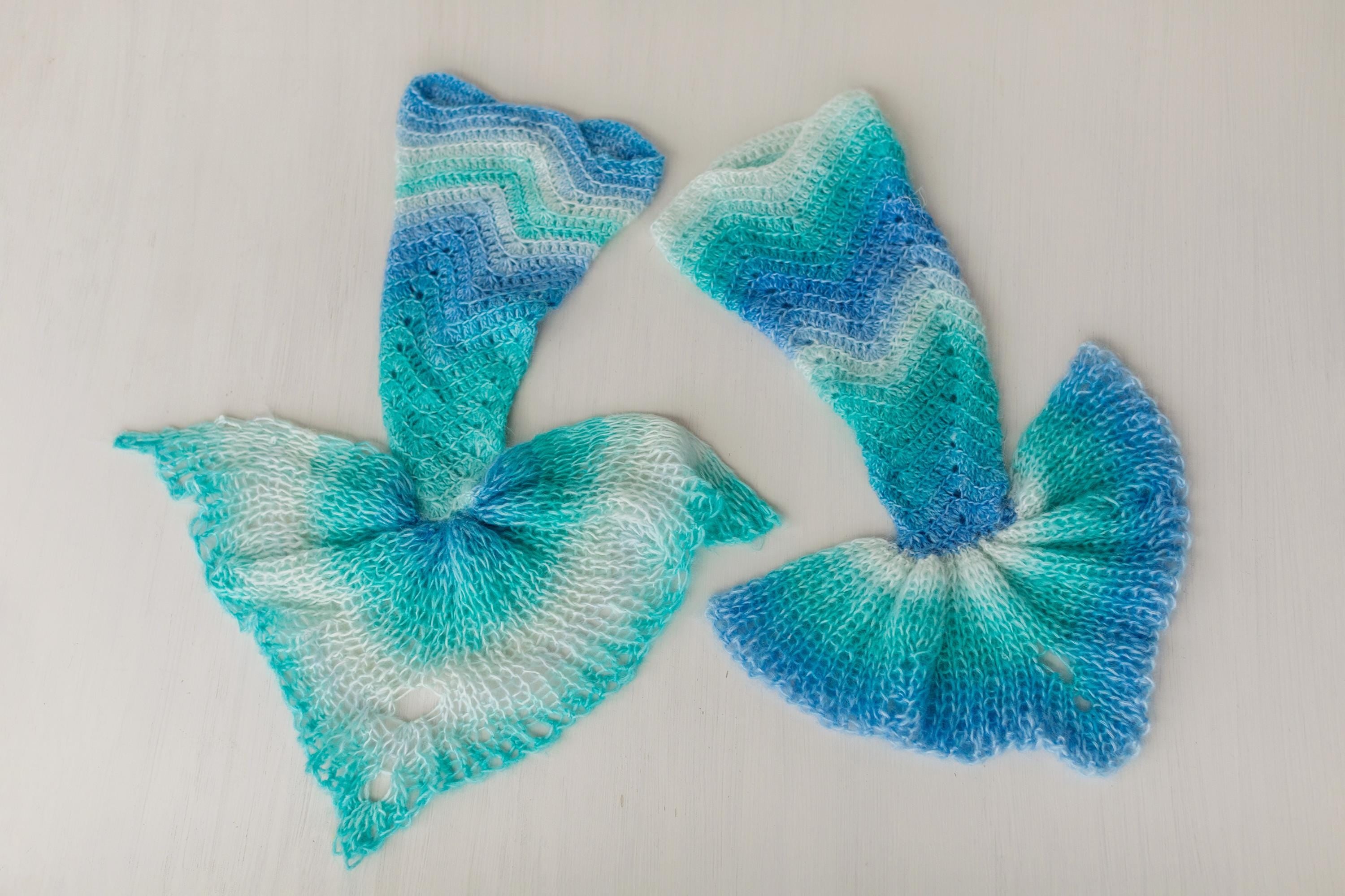 Newborn Mermaid Outfit with Knitted Mermaid Tail, Baby Girl Headband & Accessories – Mermaid Newborn Photography Prop Set