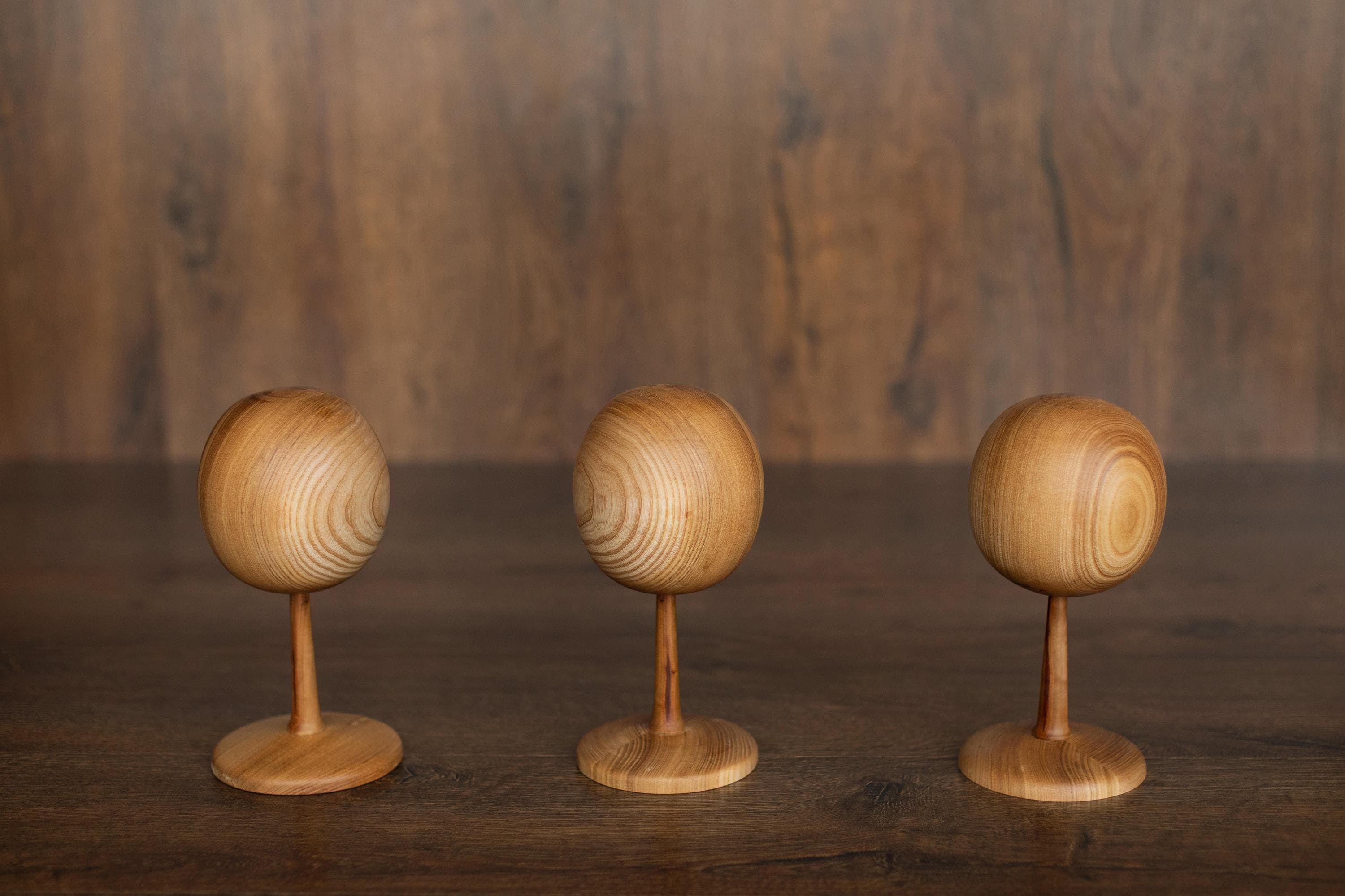 Solid Ash Wood Baby Mannequin Head Display Stand – Newborn Size | Natural Wooden Head for Hats, Bonnets & Headbands