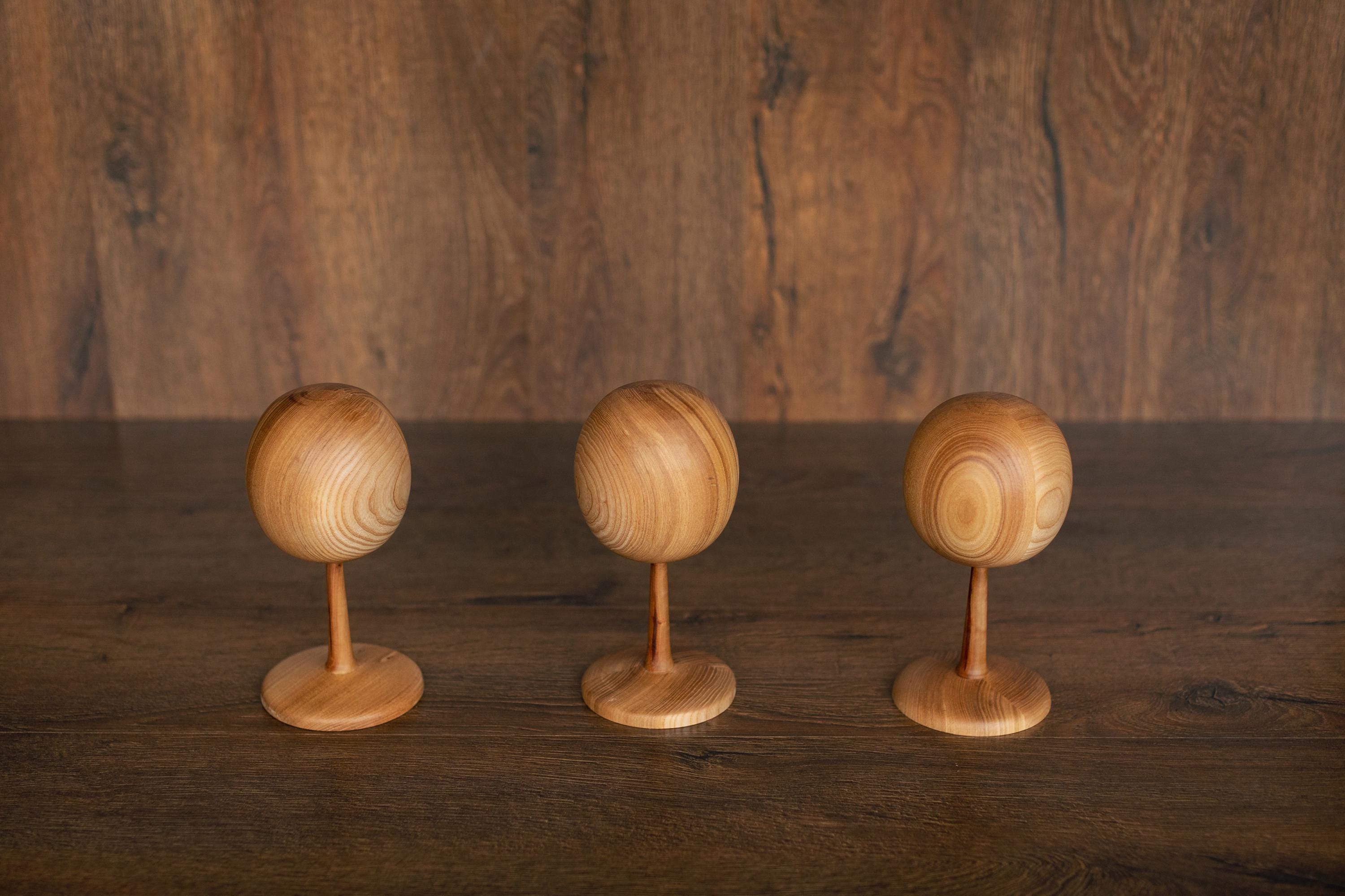 Solid Ash Wood Baby Mannequin Head Display Stand – Newborn Size | Natural Wooden Head for Hats, Bonnets & Headbands