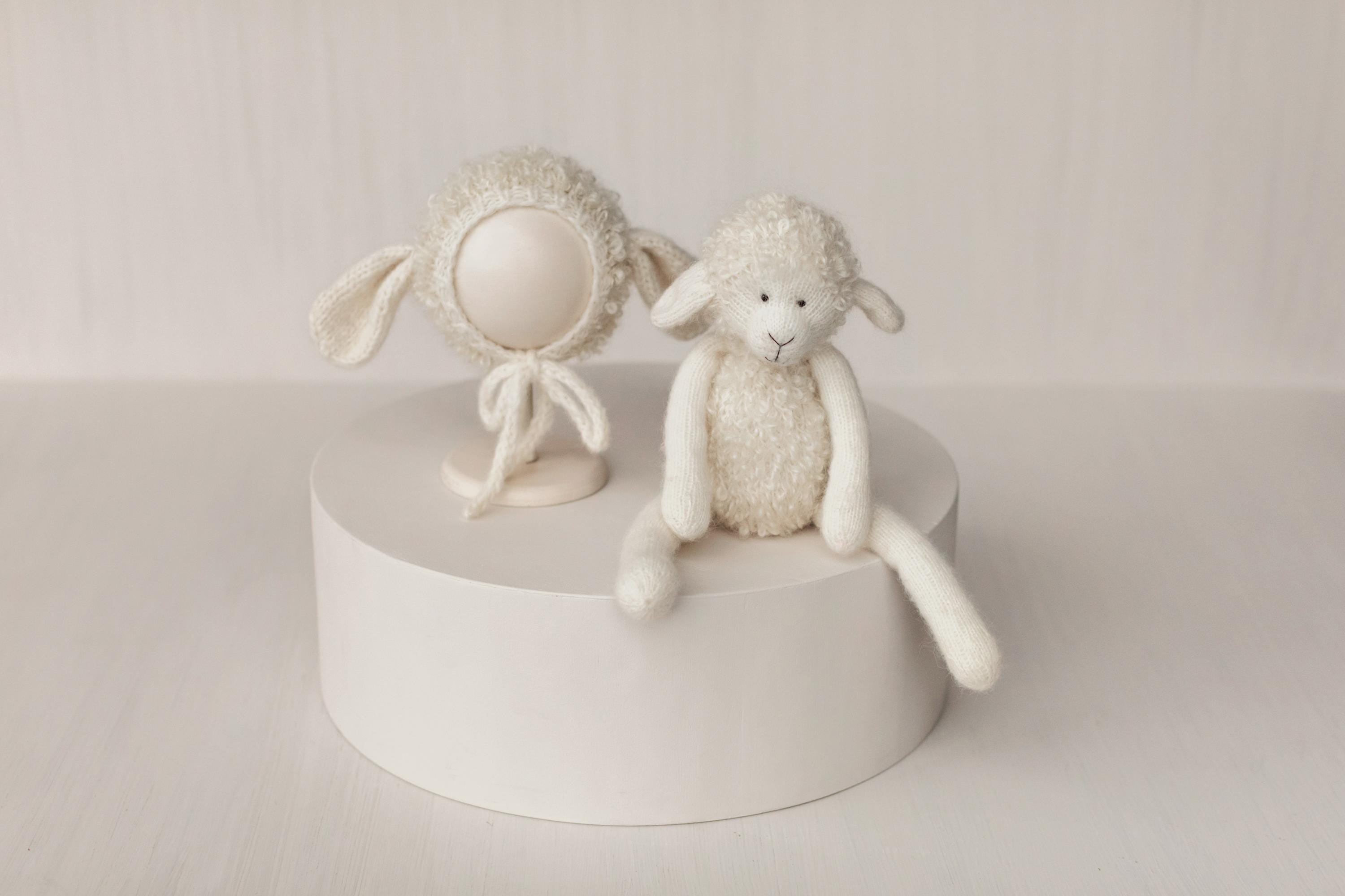 Sheep Baby Toy for Newborn Photography, Baby Shower & First Birthday Gift – Handmade Lamb Toy