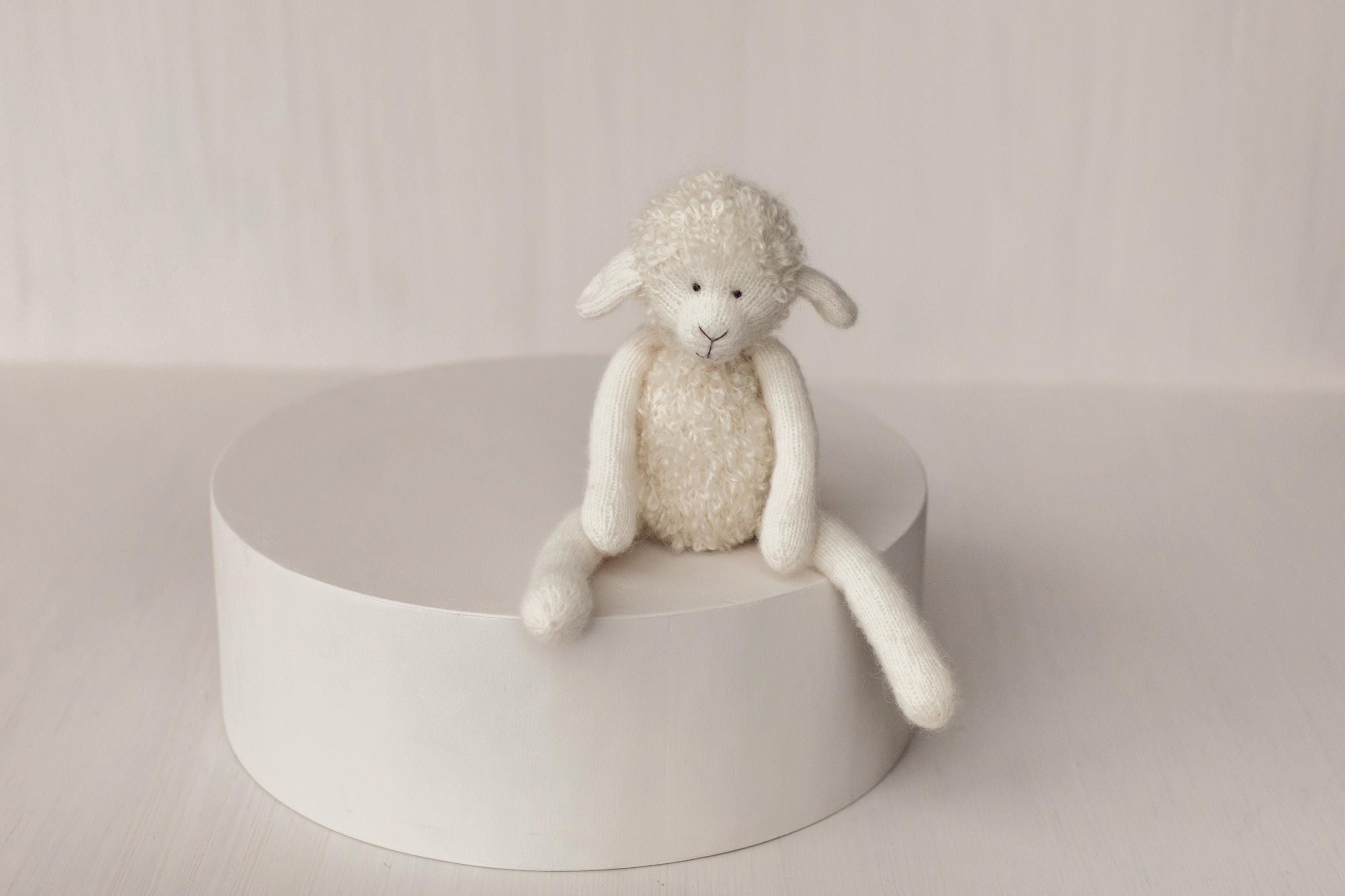 Baby Lamb Costume Newborn Sheep Outfit with Toy – Newborn Photography Prop Set