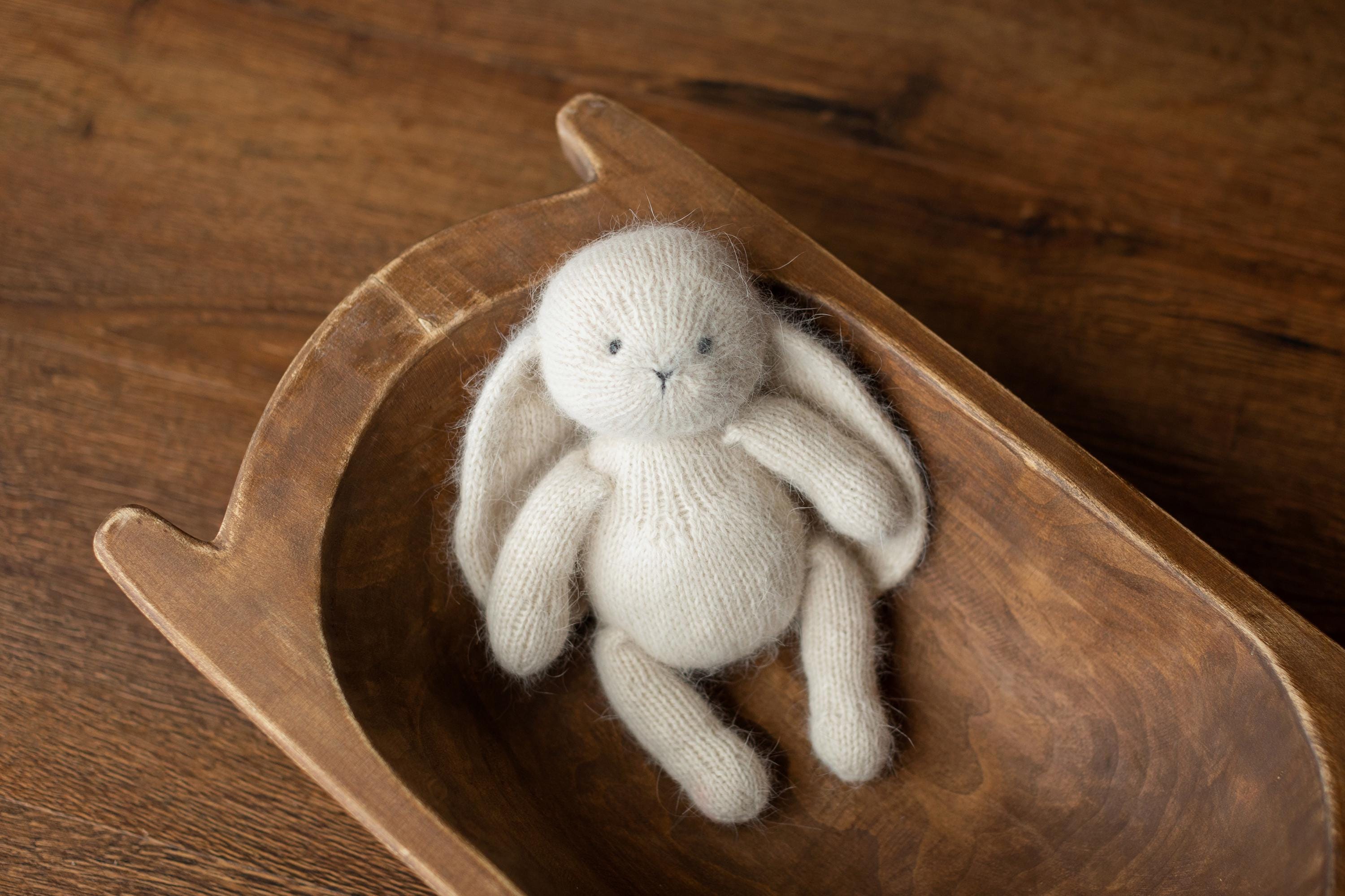 Angora Wool Knitted Bear and Bunny Toys Medium Size, Newborn Photography Props, Baby Shower Gift and Keepsake Toy