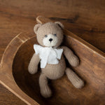 Angora Wool Knitted Bear and Bunny Toys Medium Size, Newborn Photography Props, Baby Shower Gift and Keepsake Toy