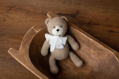 Angora Wool Knitted Bear and Bunny Toys Medium Size, Newborn Photography Props, Baby Shower Gift and Keepsake Toy