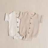 Baby Boy Muslin Shirt, Lightweight Newborn Outfit for Summer, Eco-Friendly Baby Clothing and Photo Prop
