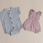 Baby Girl Muslin Romper, Newborn Girl Coming Home Outfit, Lightweight Summer Baby Clothing, Photo Prop and Baby Shower Gift