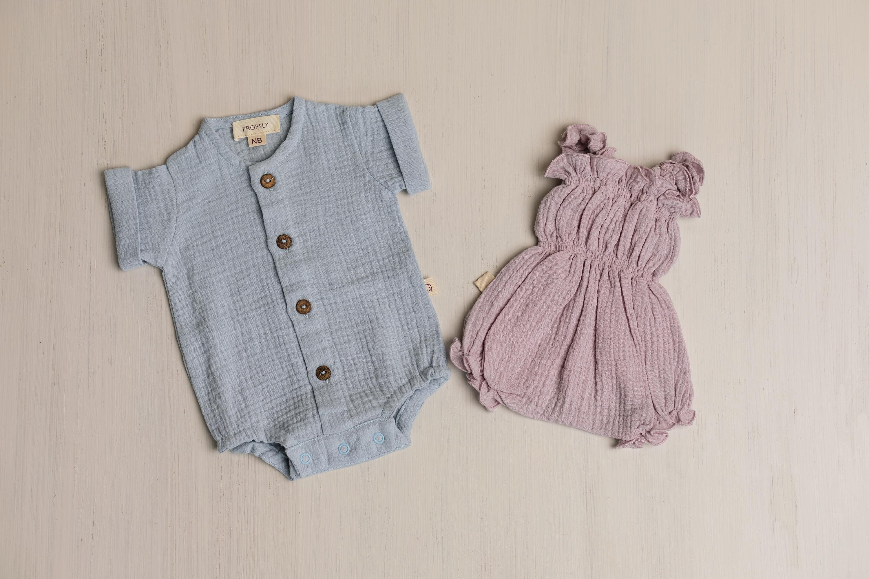 Baby Girl Muslin Romper, Newborn Girl Coming Home Outfit, Lightweight Summer Baby Clothing, Photo Prop and Baby Shower Gift