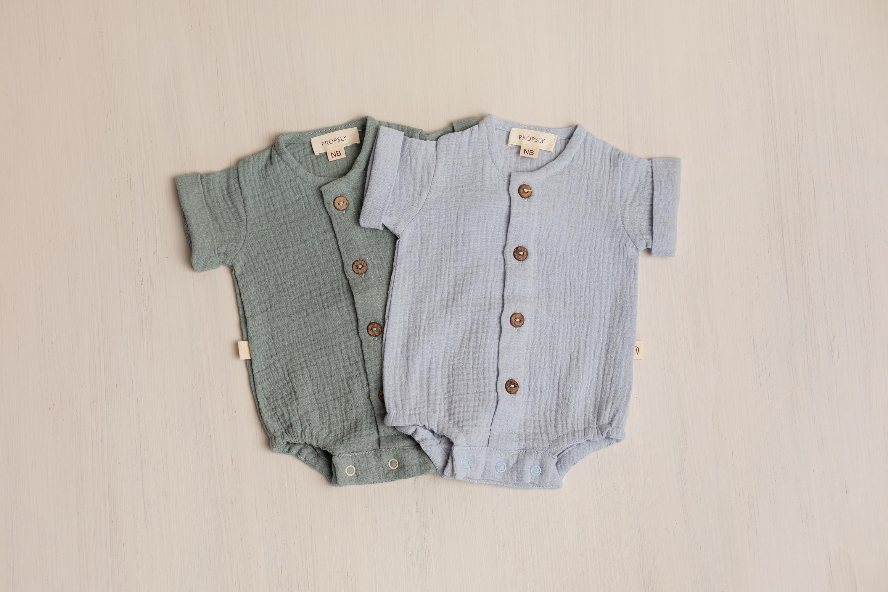 Baby Boy Muslin Shirt, Lightweight Newborn Outfit for Summer, Eco-Friendly Baby Clothing and Photo Prop
