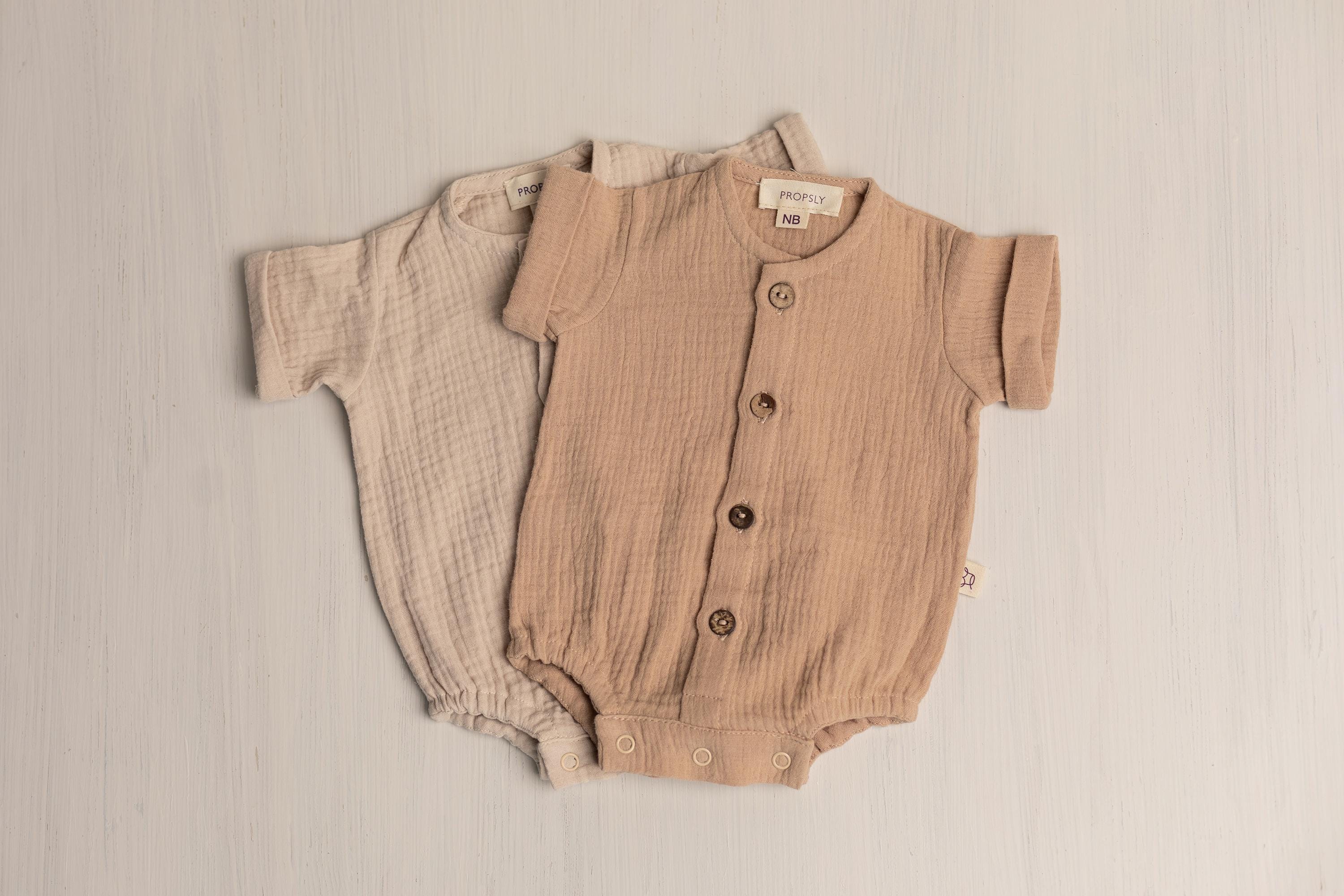Baby Boy Muslin Shirt, Lightweight Newborn Outfit for Summer, Eco-Friendly Baby Clothing and Photo Prop