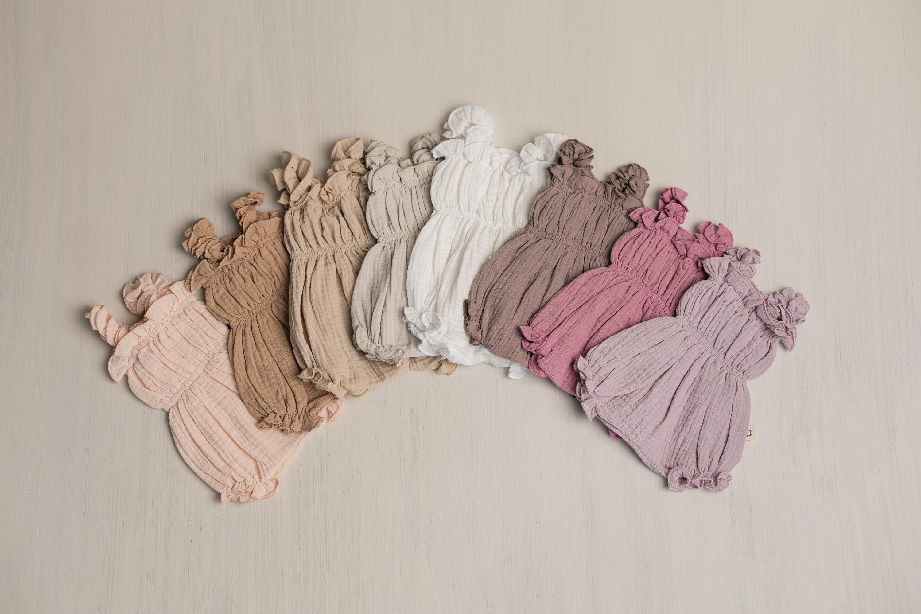 Baby Girl Muslin Romper, Newborn Girl Coming Home Outfit, Lightweight Summer Baby Clothing, Photo Prop and Baby Shower Gift