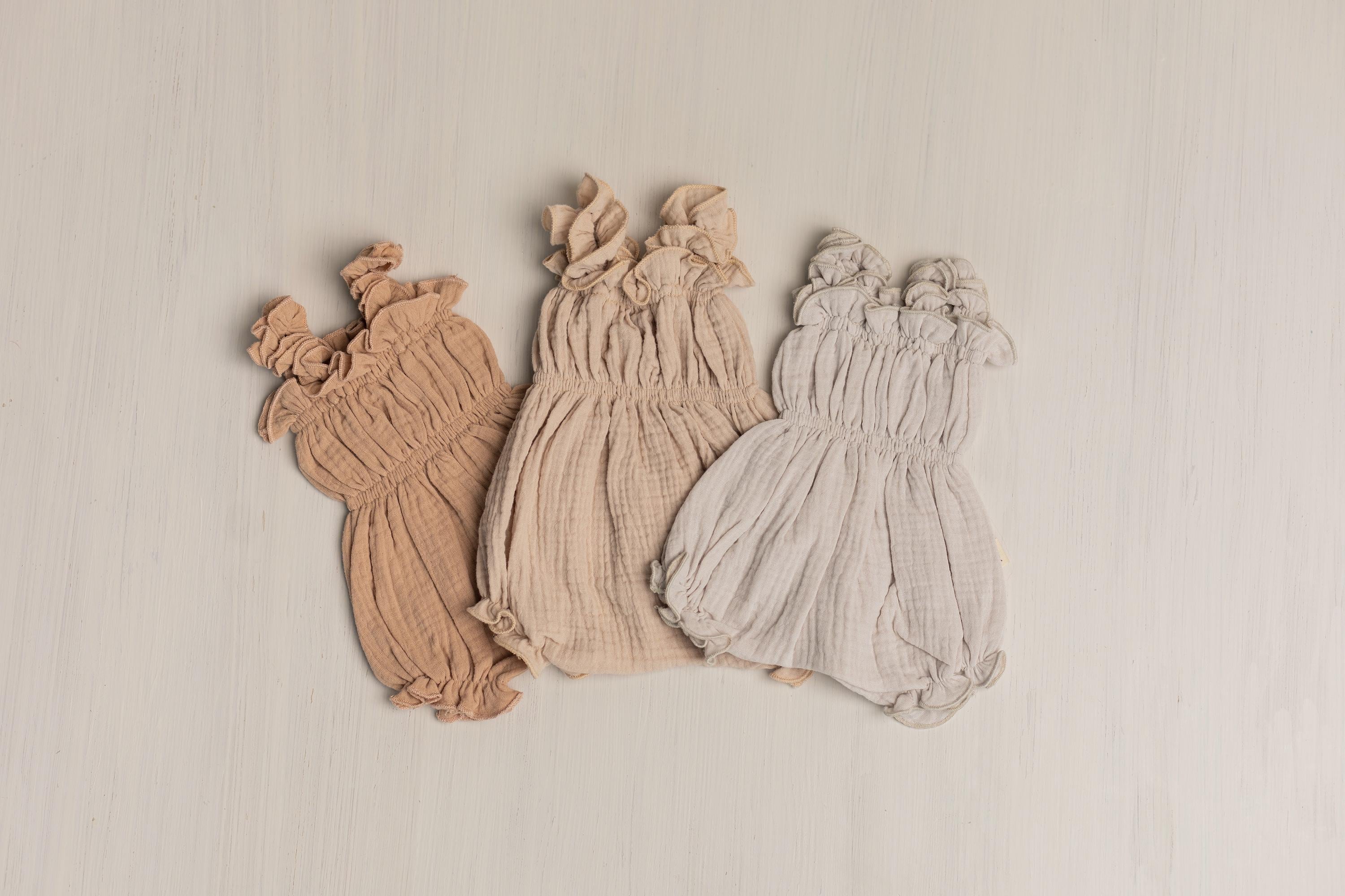 Baby Girl Muslin Romper, Newborn Girl Coming Home Outfit, Lightweight Summer Baby Clothing, Photo Prop and Baby Shower Gift