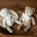 Angora Wool Knitted Bear and Bunny Toys Medium Size, Newborn Photography Props, Baby Shower Gift and Keepsake Toy