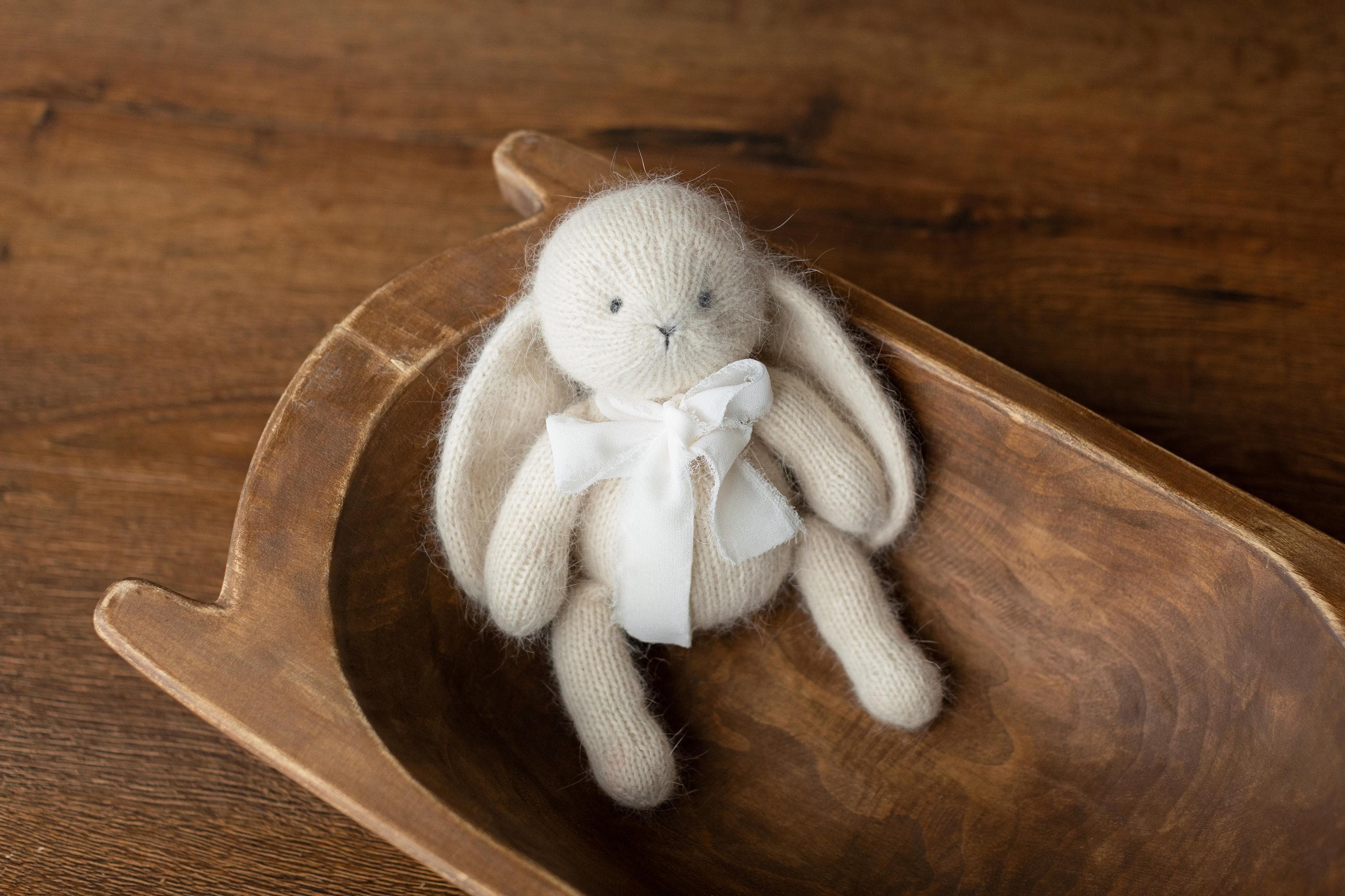 Angora Wool Knitted Bear and Bunny Toys Medium Size, Newborn Photography Props, Baby Shower Gift and Keepsake Toy