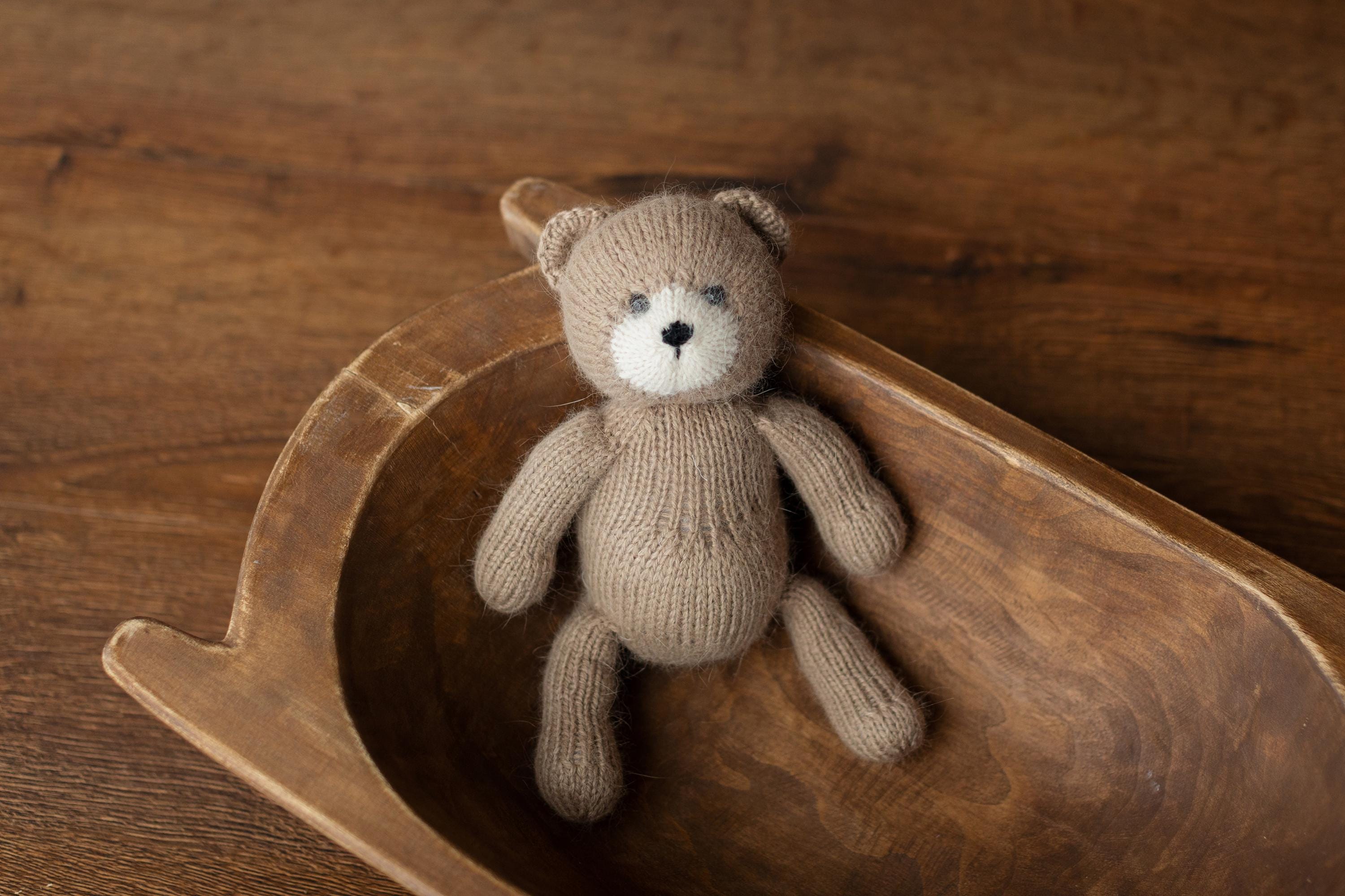 Angora Wool Knitted Bear and Bunny Toys Medium Size, Newborn Photography Props, Baby Shower Gift and Keepsake Toy