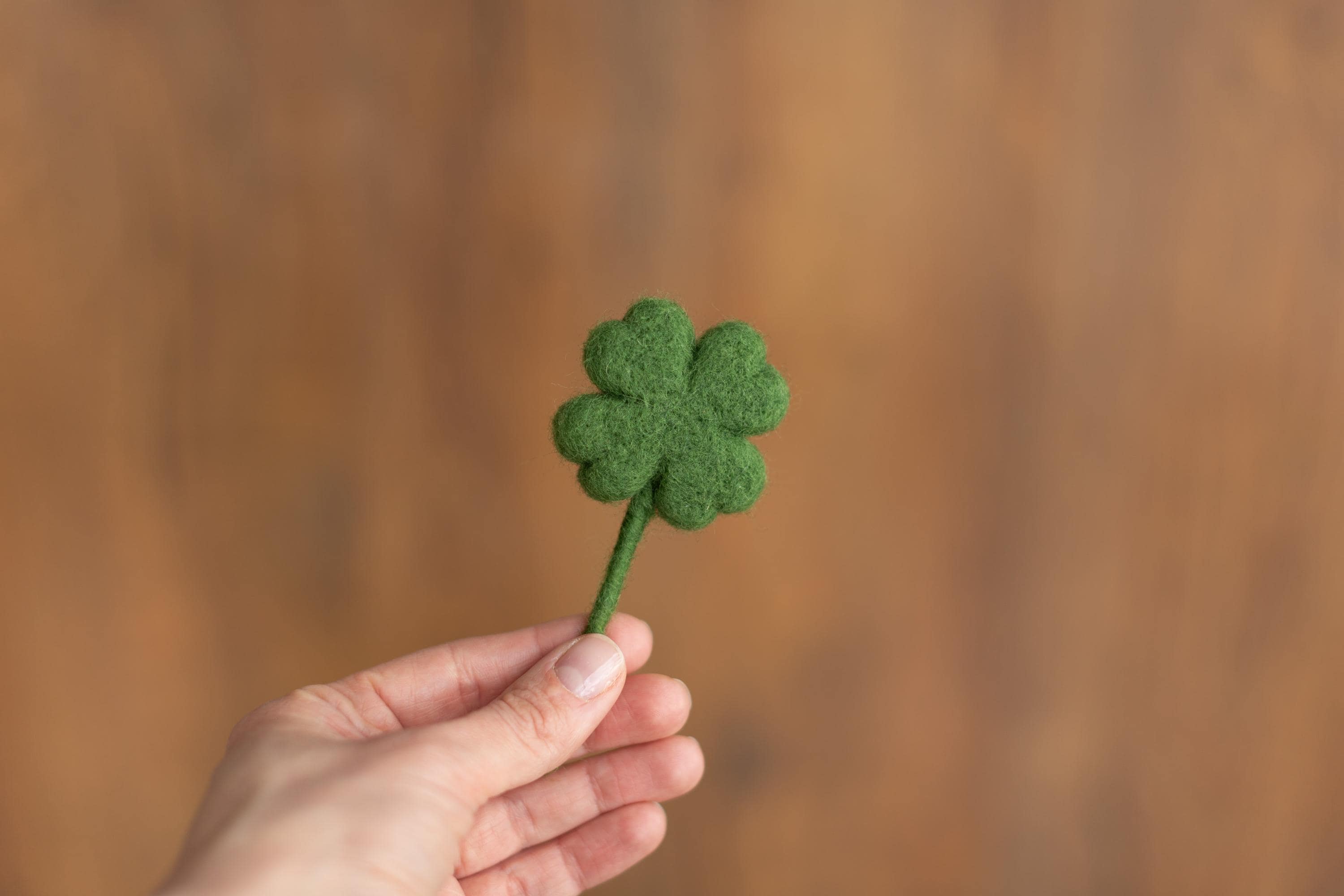 Felted Wool Shamrock and Four-Leaf Lucky Clover for St Patrick’s Day Decoration and Newborn Photography Props, Lucky Baby Photo Styling