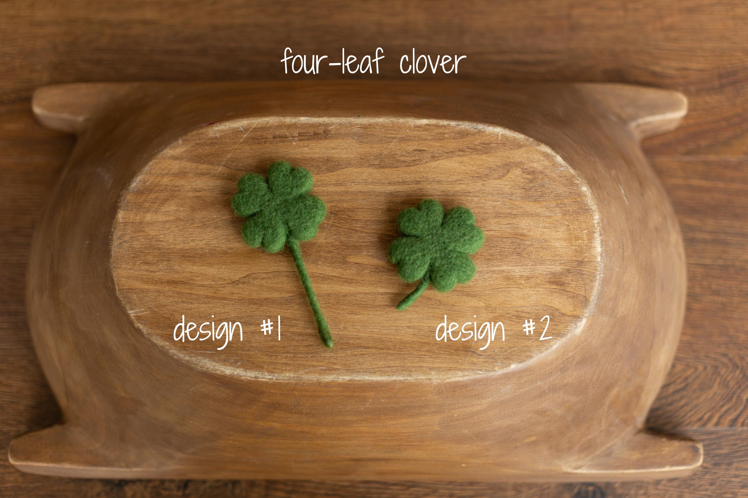 Felted Wool Shamrock and Four-Leaf Lucky Clover for St Patrick’s Day Decoration and Newborn Photography Props, Lucky Baby Photo Styling