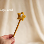 Newborn Magic Wizard Costume Cartoon Photo Props, Felted Wool Sorcerer Hat with Broom and Magic Star Wand, Baby Halloween Holiday Photoshoot