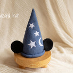 Newborn Magic Wizard Costume Cartoon Photo Props, Felted Wool Sorcerer Hat with Broom and Magic Star Wand, Baby Halloween Holiday Photoshoot