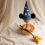 Newborn Magic Wizard Costume Cartoon Photo Props, Felted Wool Sorcerer Hat with Broom and Magic Star Wand, Baby Halloween Holiday Photoshoot