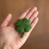 Felted Wool Shamrock and Four-Leaf Lucky Clover for St Patrick’s Day Decoration and Newborn Photography Props, Lucky Baby Photo Styling