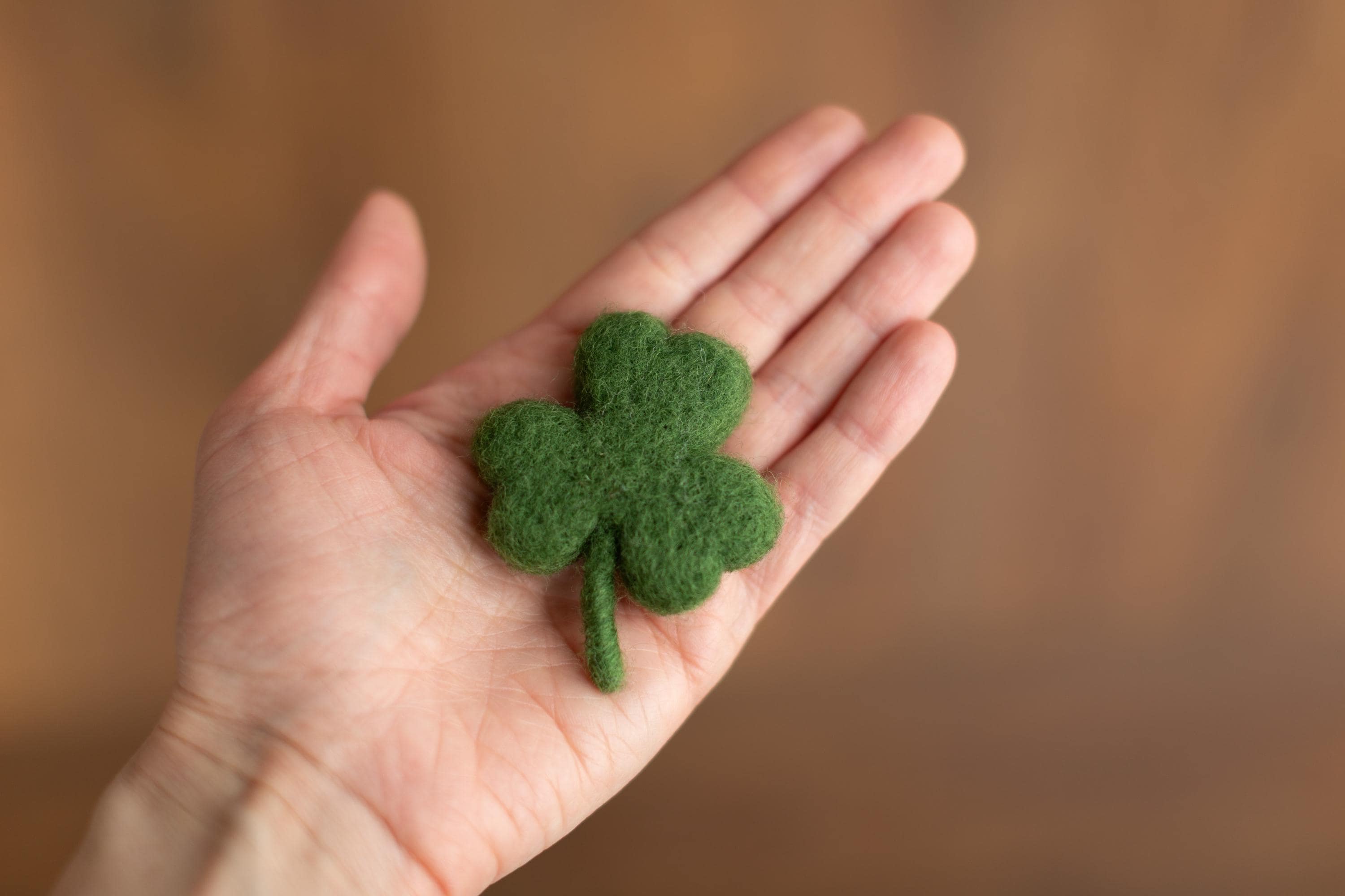 Felted Wool Shamrock and Four-Leaf Lucky Clover for St Patrick’s Day Decoration and Newborn Photography Props, Lucky Baby Photo Styling