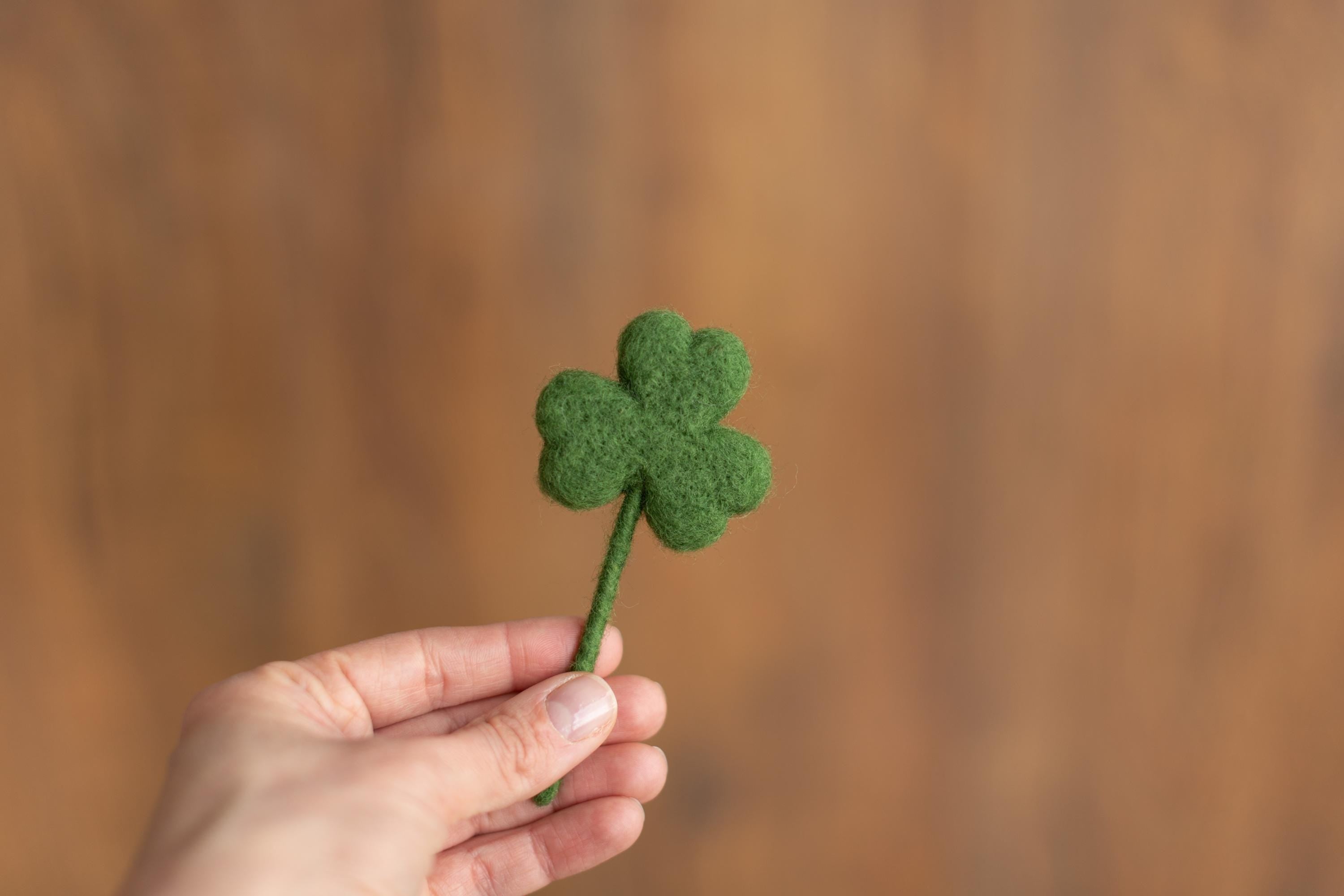 Felted Wool Shamrock and Four-Leaf Lucky Clover for St Patrick’s Day Decoration and Newborn Photography Props, Lucky Baby Photo Styling