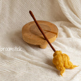 Newborn Magic Wizard Costume Cartoon Photo Props, Felted Wool Sorcerer Hat with Broom and Magic Star Wand, Baby Halloween Holiday Photoshoot