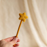 Newborn Magic Wizard Costume Cartoon Photo Props, Felted Wool Sorcerer Hat with Broom and Magic Star Wand, Baby Halloween Holiday Photoshoot