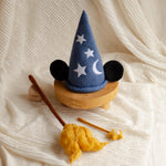 Newborn Magic Wizard Costume Cartoon Photo Props, Felted Wool Sorcerer Hat with Broom and Magic Star Wand, Baby Halloween Holiday Photoshoot