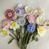 Angora Crochet Flower Bouquet Newborn Photography Prop, Handmade Flower Bunch, Everlasting Bouquet Gift, Wedding Flower Knit Bridal Bouquet