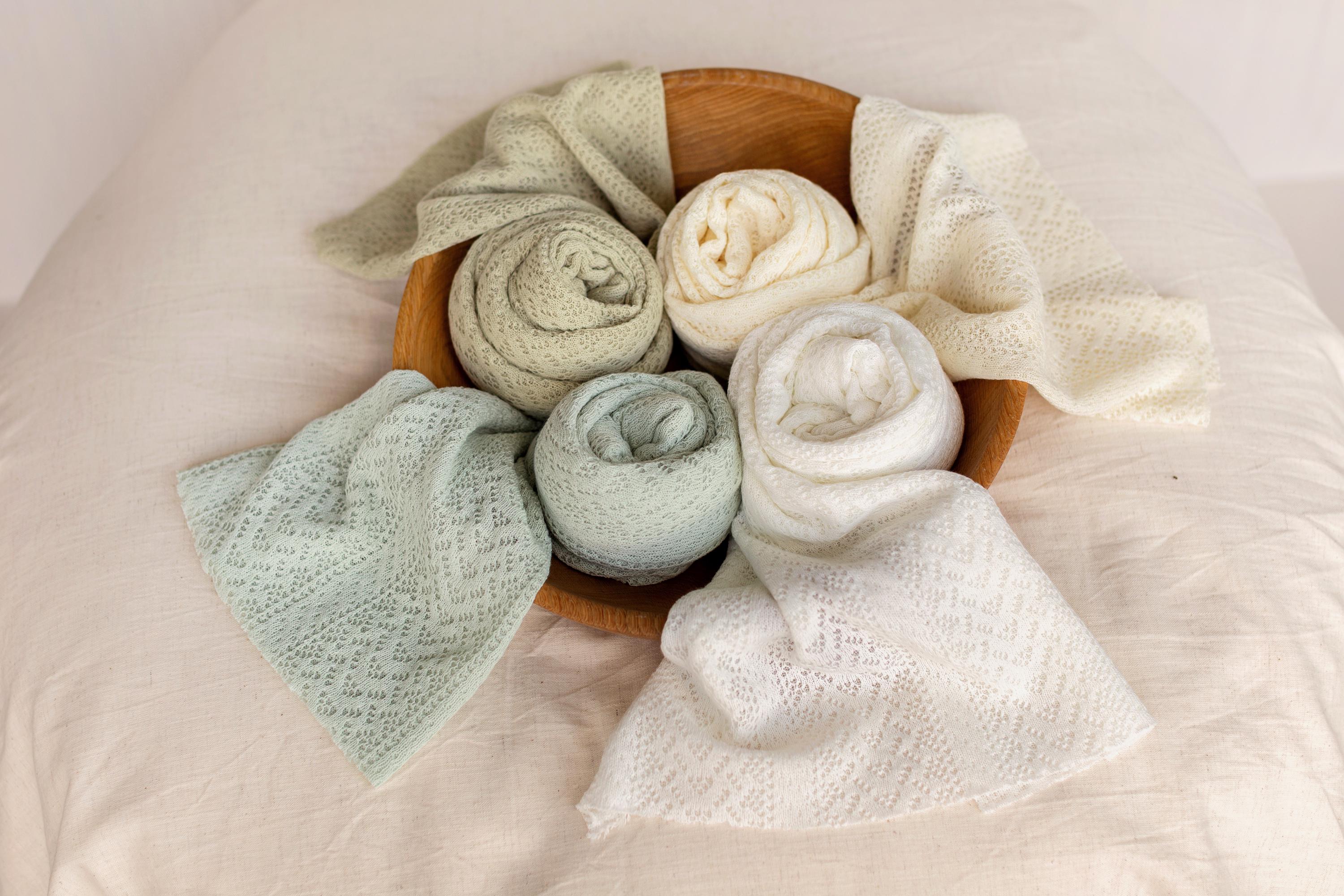 Pointelle Knit Newborn Backdrop Fabric and Wrap for Photography Props, Stretch Knit Posing Fabric, Newborn Beanbag Backdrop Photo Prop