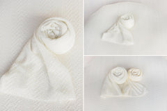 Pointelle Knit Newborn Backdrop Fabric and Wrap for Photography Props, Stretch Knit Posing Fabric, Newborn Beanbag Backdrop Photo Prop