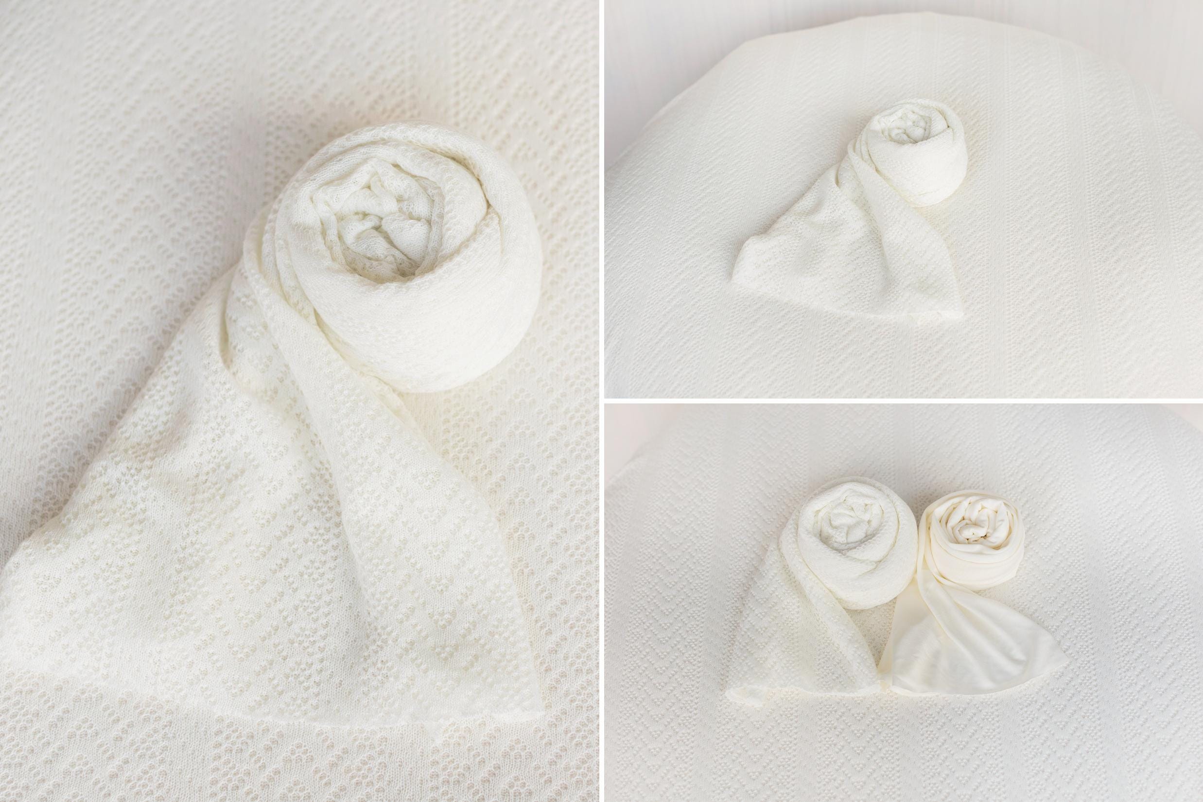 Pointelle Knit Newborn Backdrop Fabric and Wrap for Photography Props, Stretch Knit Posing Fabric, Newborn Beanbag Backdrop Photo Prop