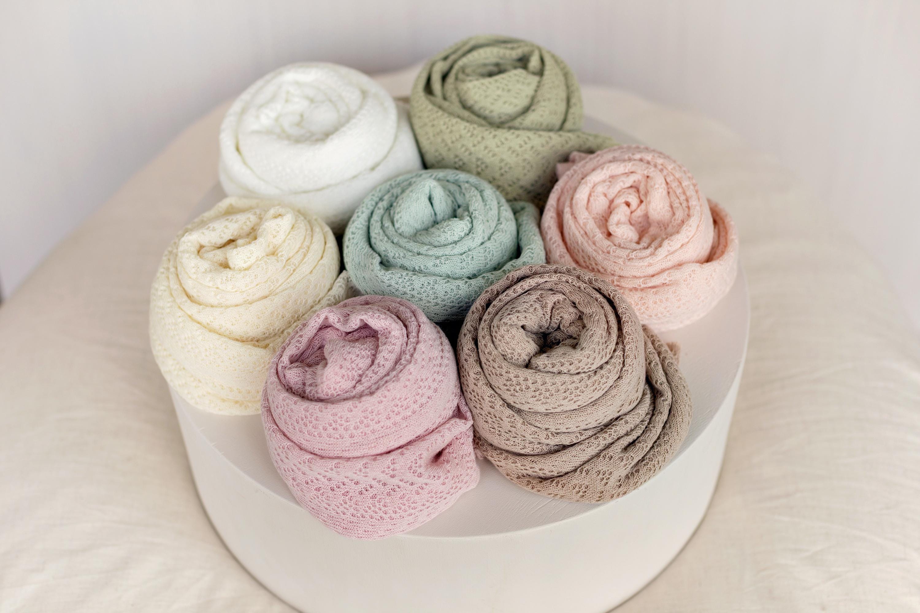 Pointelle Knit Newborn Backdrop Fabric and Wrap for Photography Props, Stretch Knit Posing Fabric, Newborn Beanbag Backdrop Photo Prop