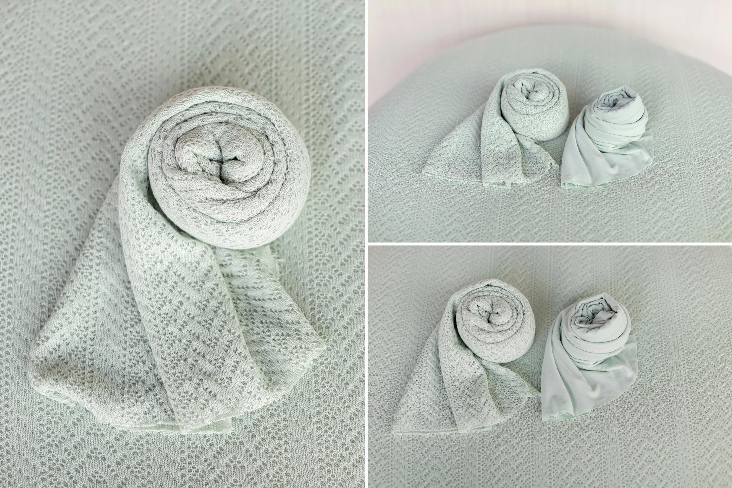 Pointelle Knit Newborn Backdrop Fabric and Wrap for Photography Props, Stretch Knit Posing Fabric, Newborn Beanbag Backdrop Photo Prop