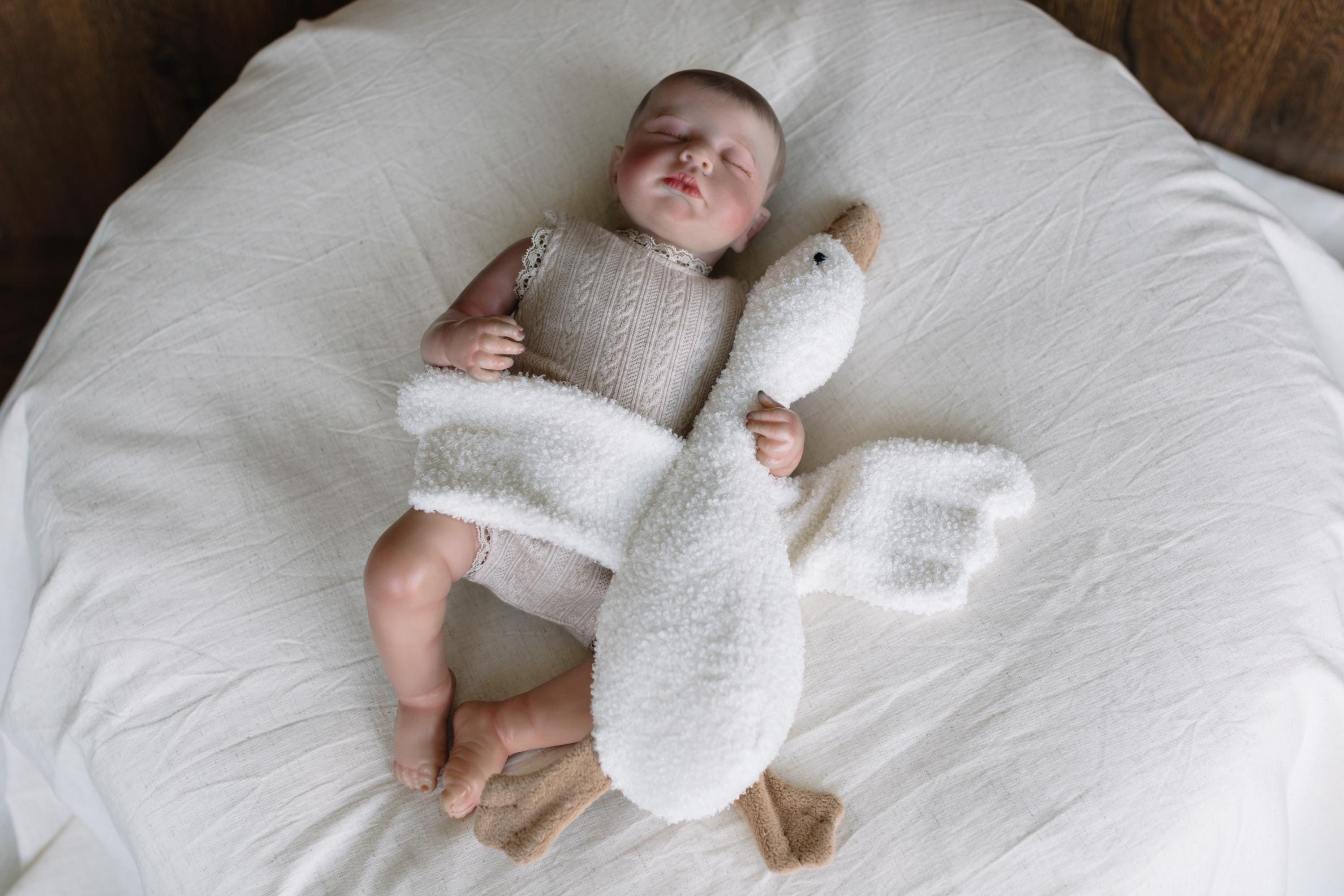 Teddy Fabric Goose Toy for Newborn Photography Props, Plush Goose Prop, Baby Goose Stuffed Animal, Heirloom Nursery Toy