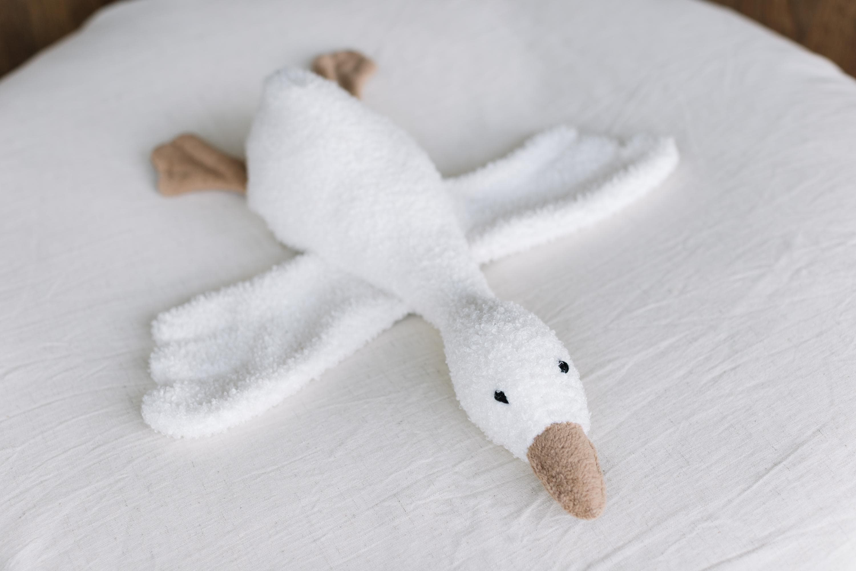 Teddy Fabric Goose Toy for Newborn Photography Props, Plush Goose Prop, Baby Goose Stuffed Animal, Heirloom Nursery Toy