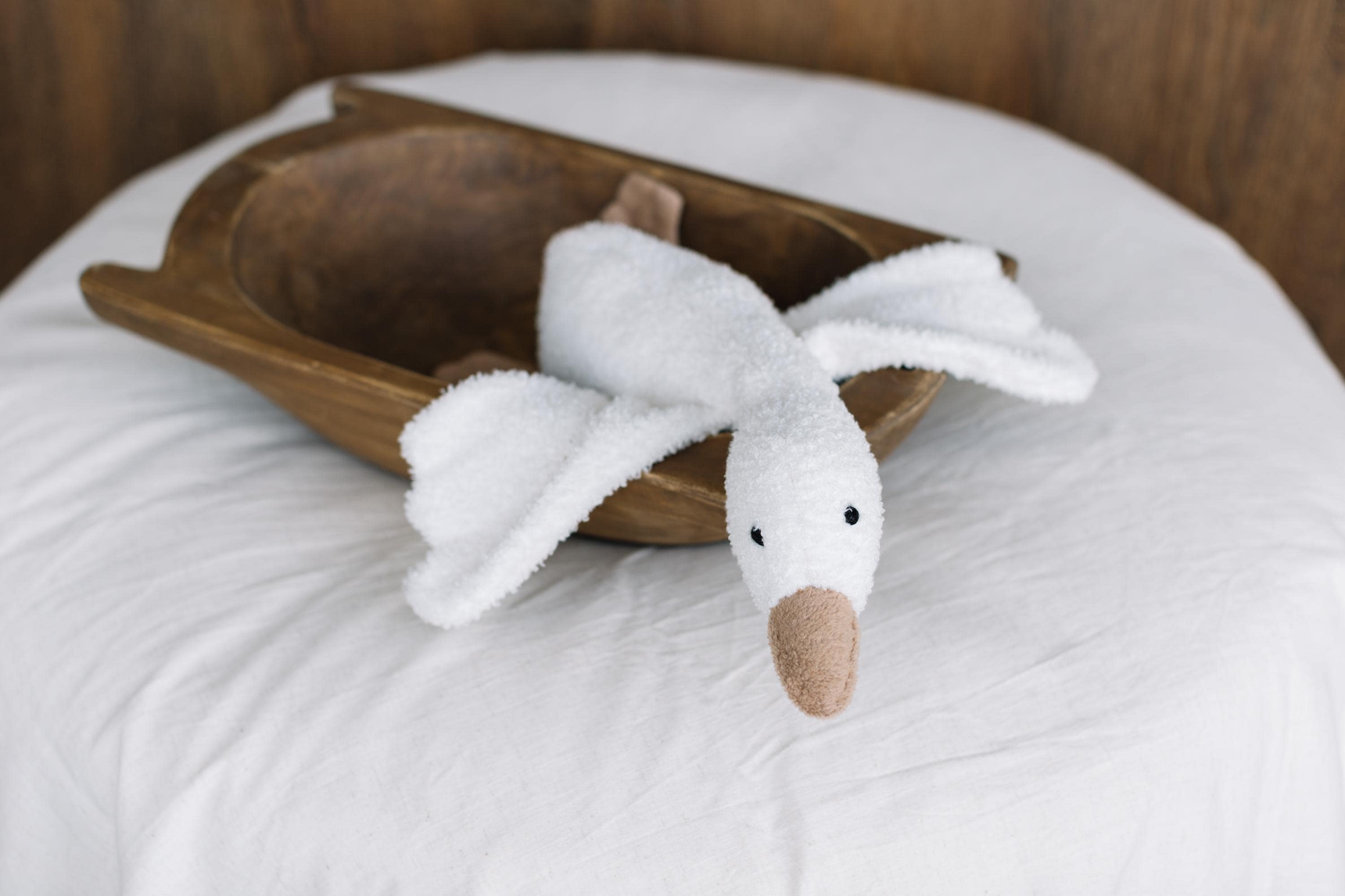 Teddy Fabric Goose Toy for Newborn Photography Props, Plush Goose Prop, Baby Goose Stuffed Animal, Heirloom Nursery Toy